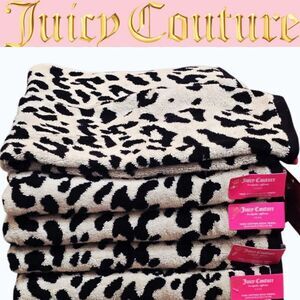 Juicy Couture Home Plush Oversized Leopard Print Bath & Hand Towels